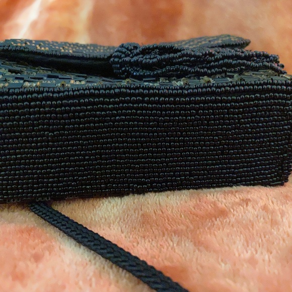 Magid Beaded Black and Gold Evening Bag with Beaded Tassel - Picture 12 of 15